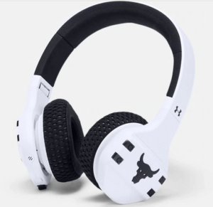 the rock gear dot com has his white and black project rock headphones for sale. Treat yourself for Christmas!